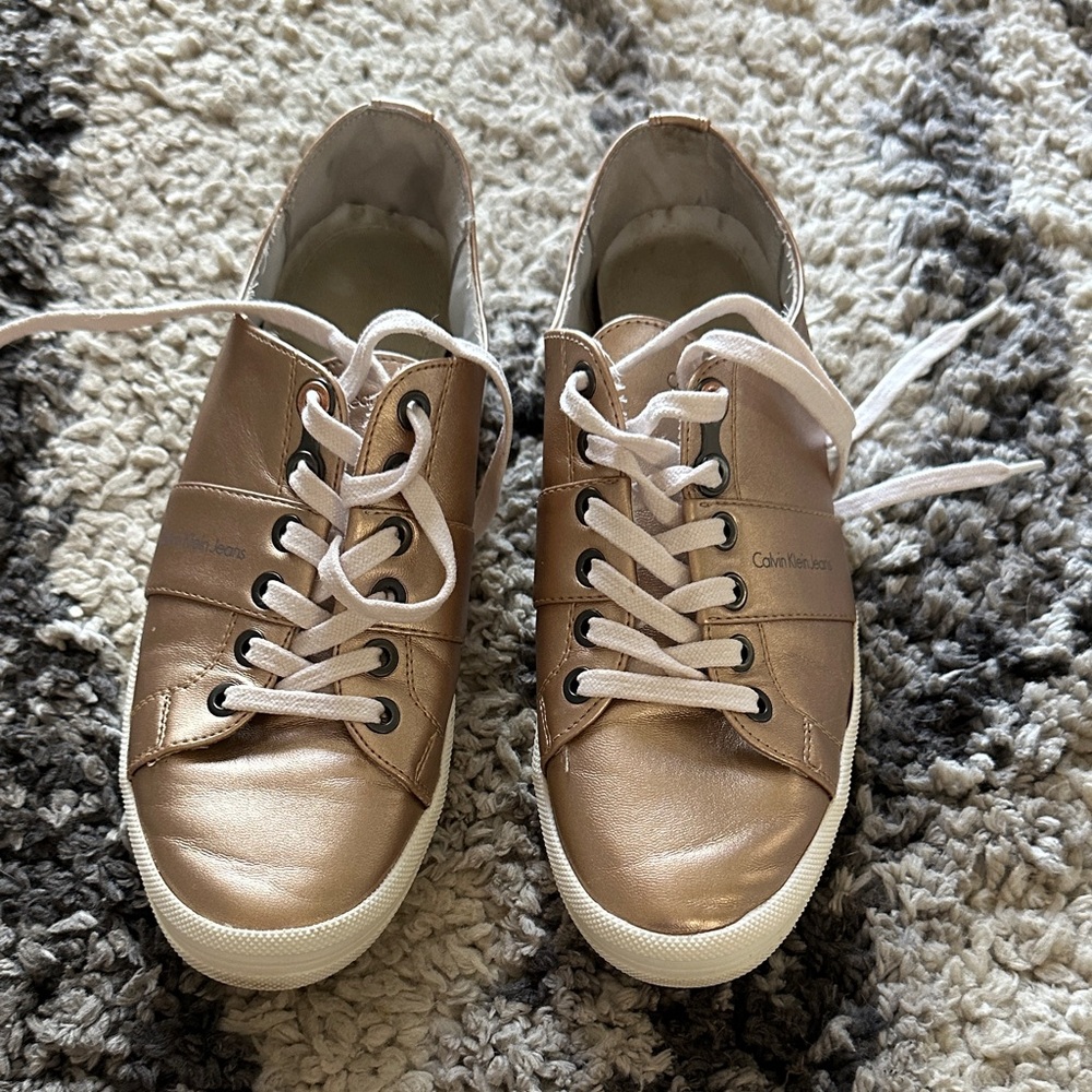 Calvin Klein Women's Metallic Gold Sneakers